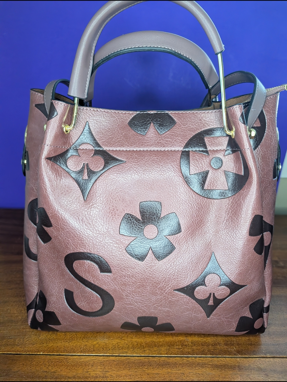 Floral Faux Leather Hobo Purse Dark Purple Color  NWOT - Picture 5 of 14